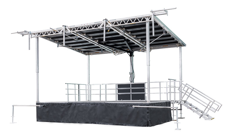Heavy trailer used as a makeshift stage