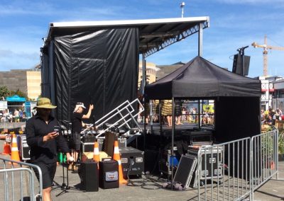 Stageline SL75 Odlins Plaza — Peak Audio stage hire