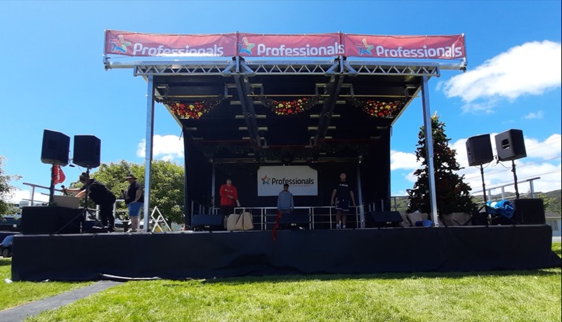 Stageline SL75 stage at Christmas in Wainuiomata