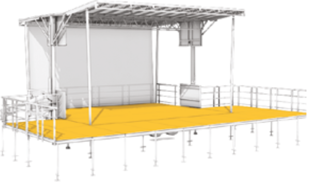 Stageline SL100 stage deployed with full deck extensions